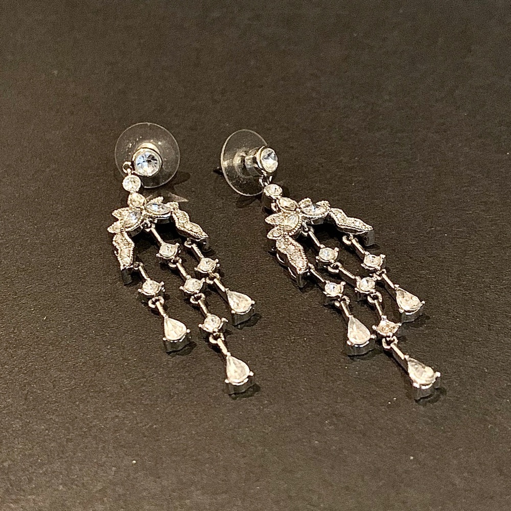 2 Pairs Silver Statement Earring Bundle - image 3